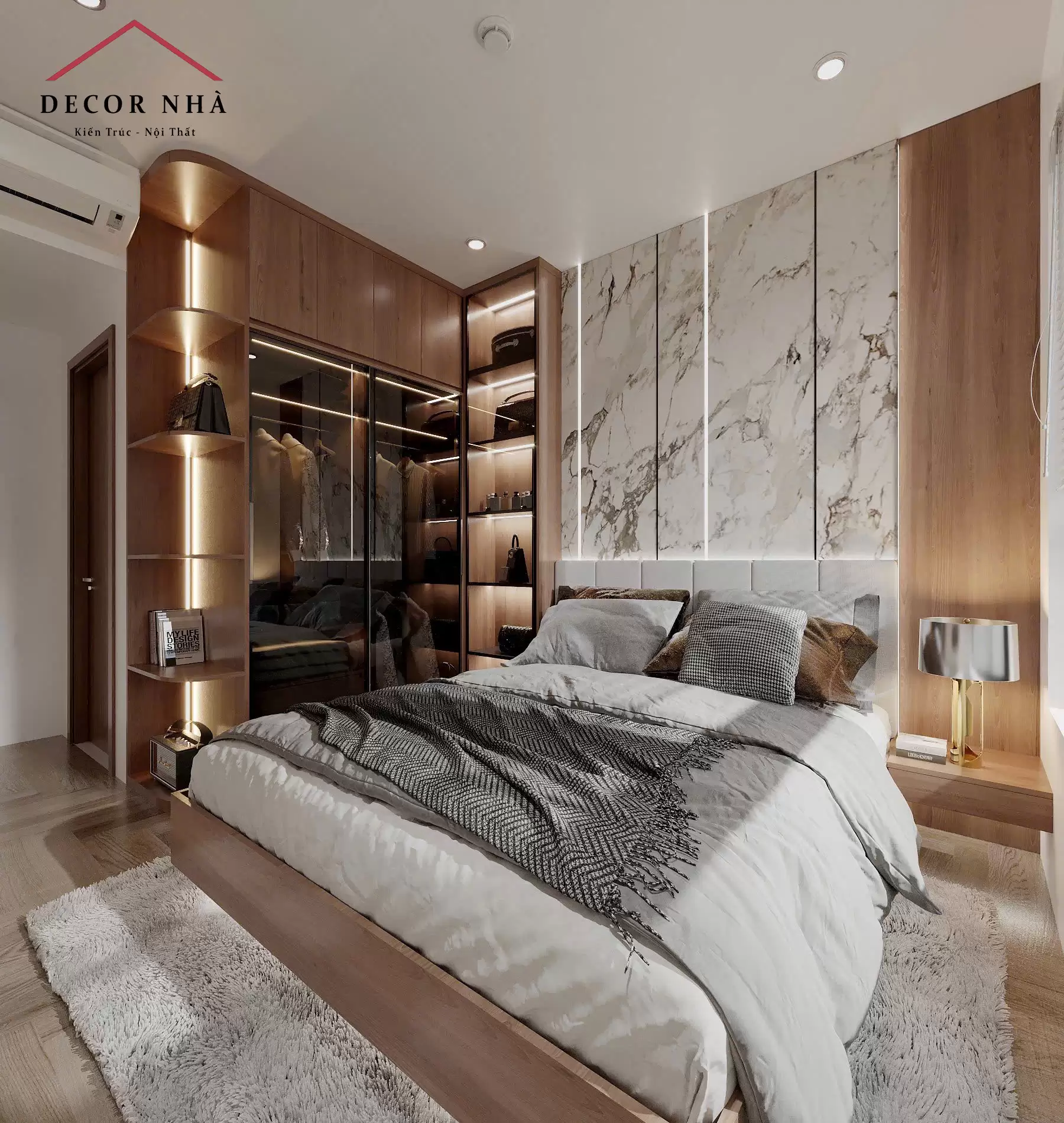 Phong cách hiện đại (Modern Minimalist) kết hợp tinh tế với các yếu tố sang trọng (Luxury)