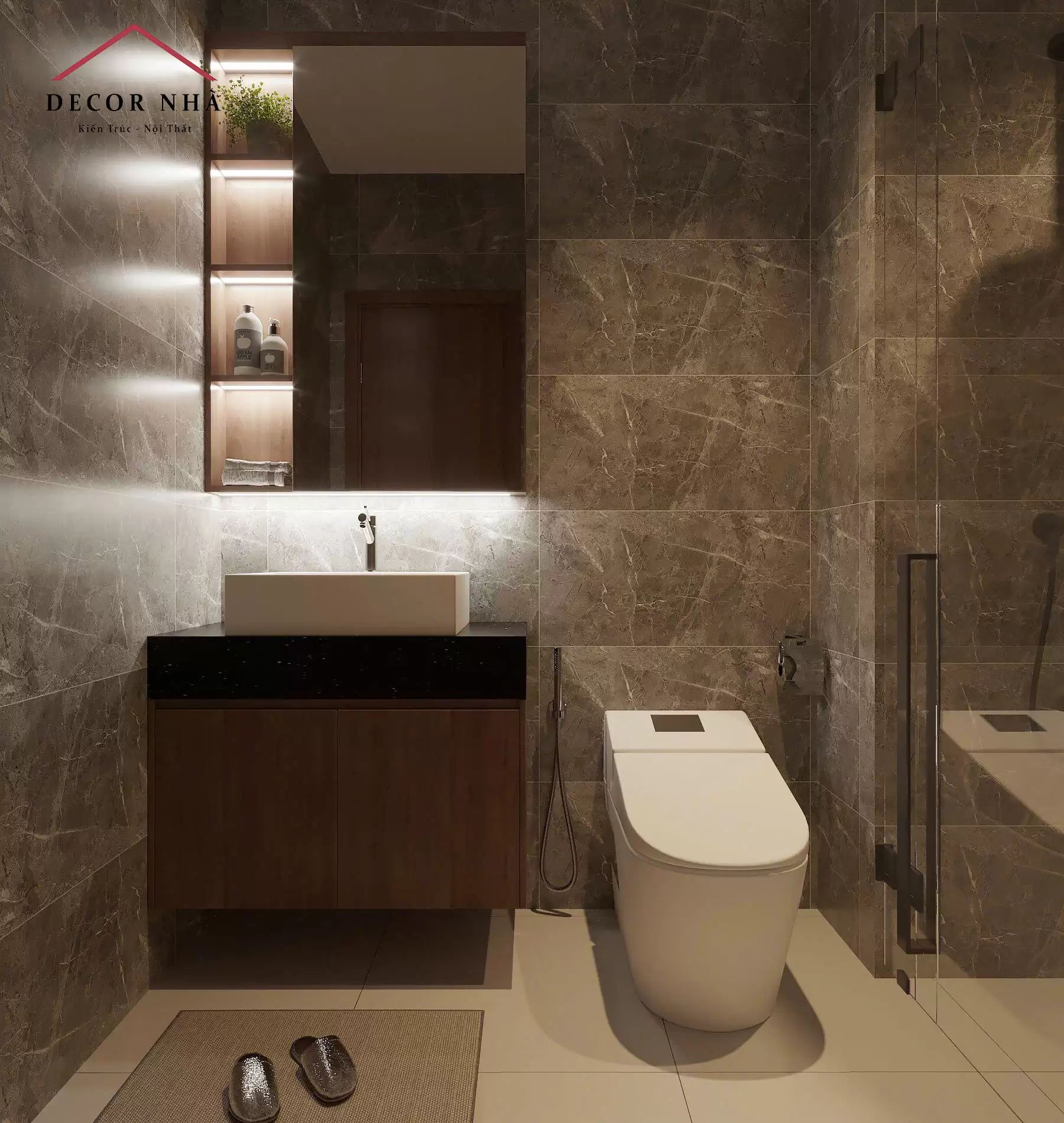 Phong cách hiện đại (Modern Minimalist) kết hợp tinh tế với các yếu tố sang trọng (Luxury)