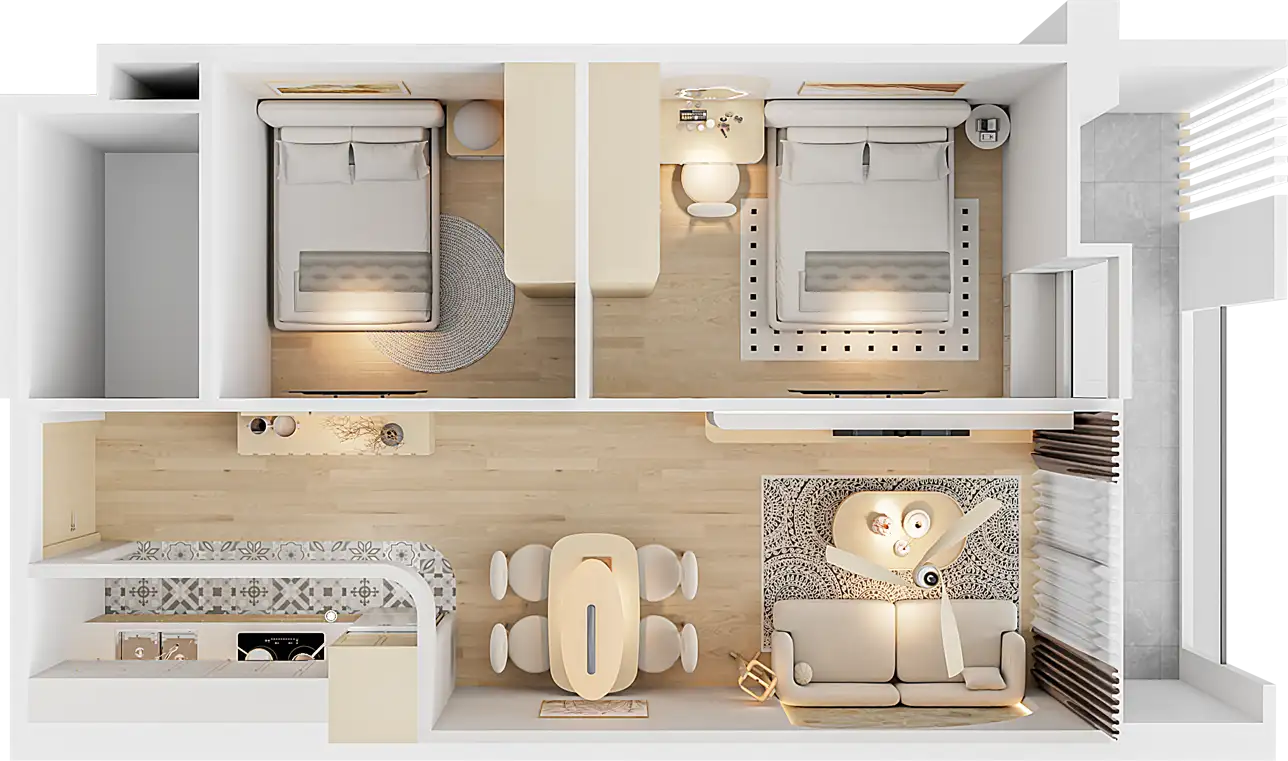 Thiết kế nội thất 3PN Cara Park Cần Thơ Chị Nhi